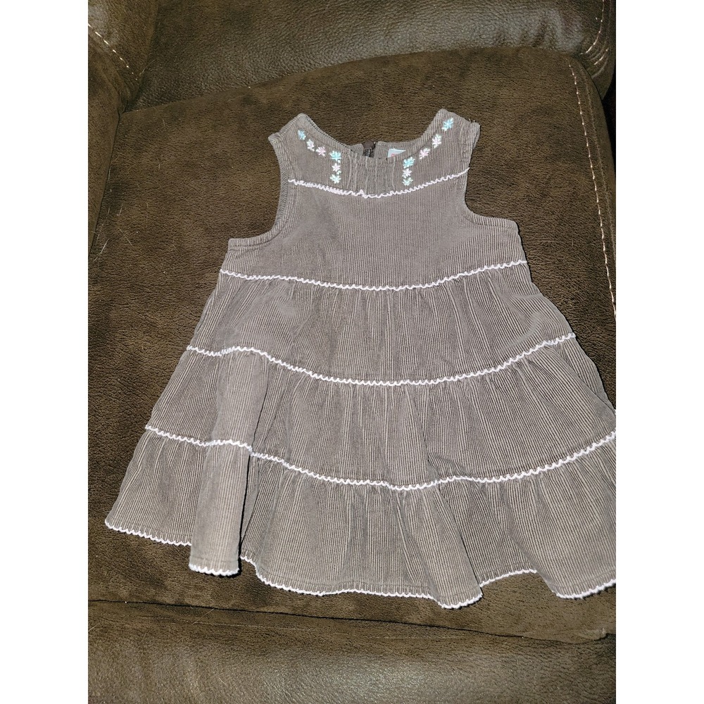 Gymboree park city luxe brown cord floral dress size 6 12 months